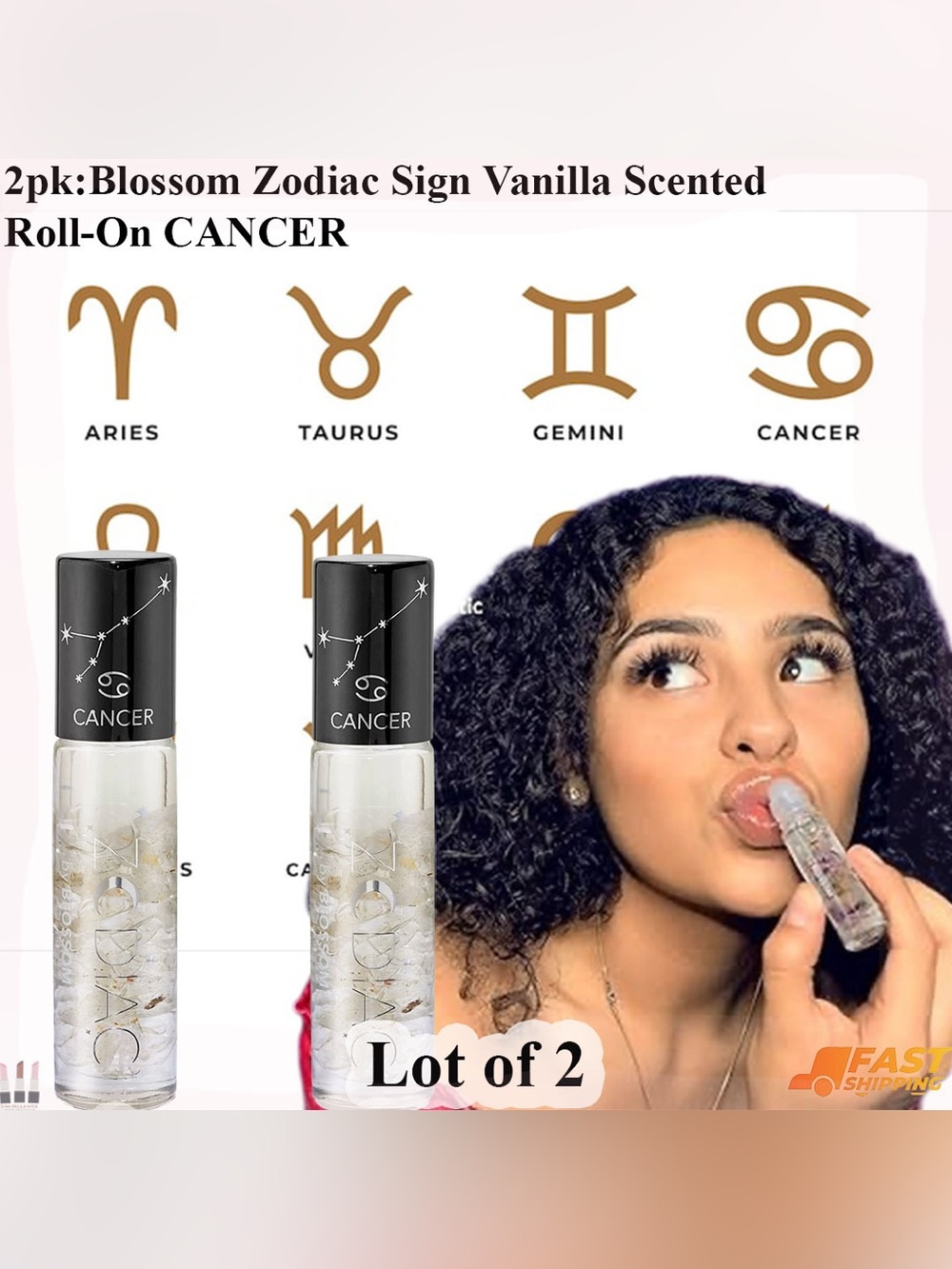 Cancer Zodiac Vanilla Roll-On lip gloss - Lot of 2